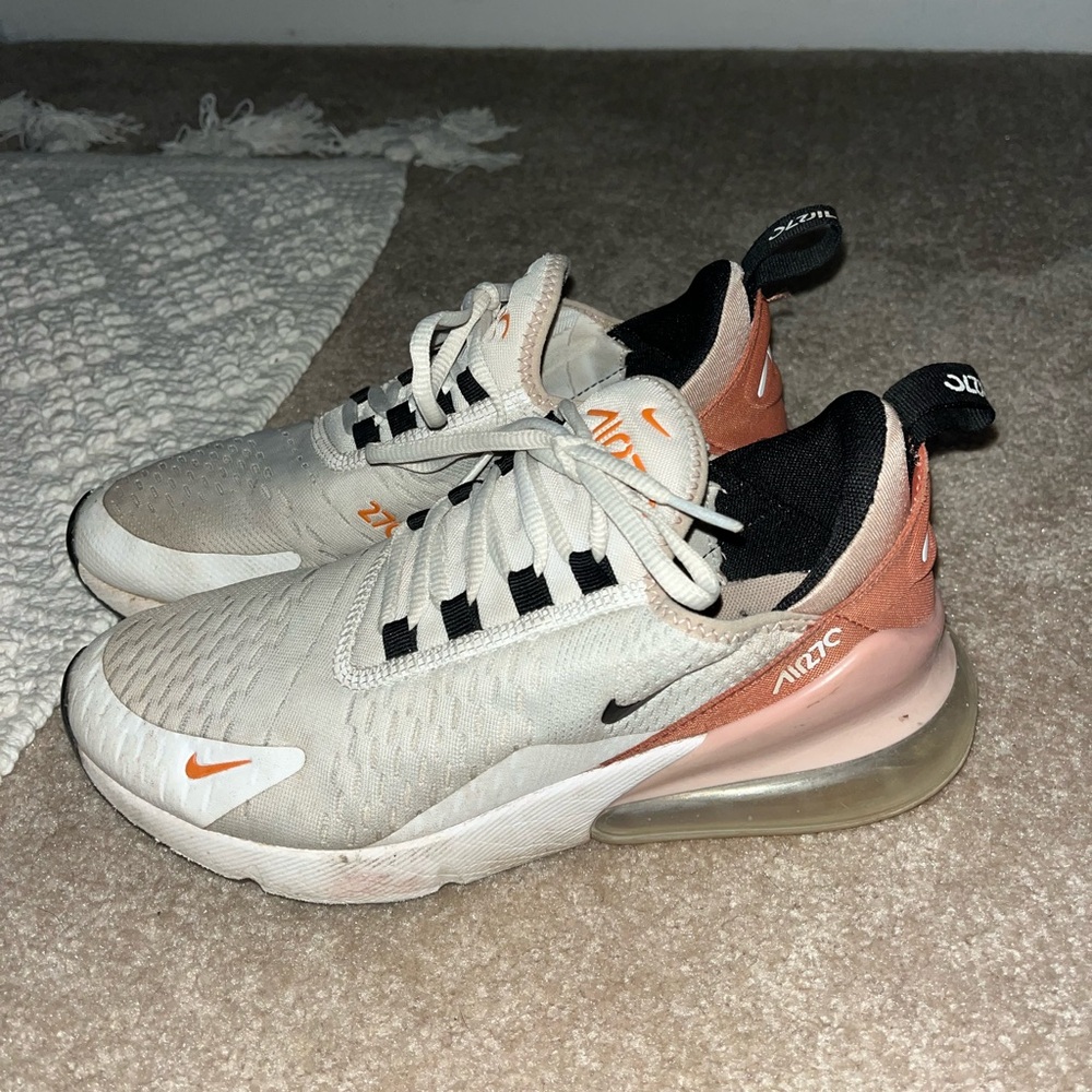 Nike Air Max 270 White and Peach Sneakers